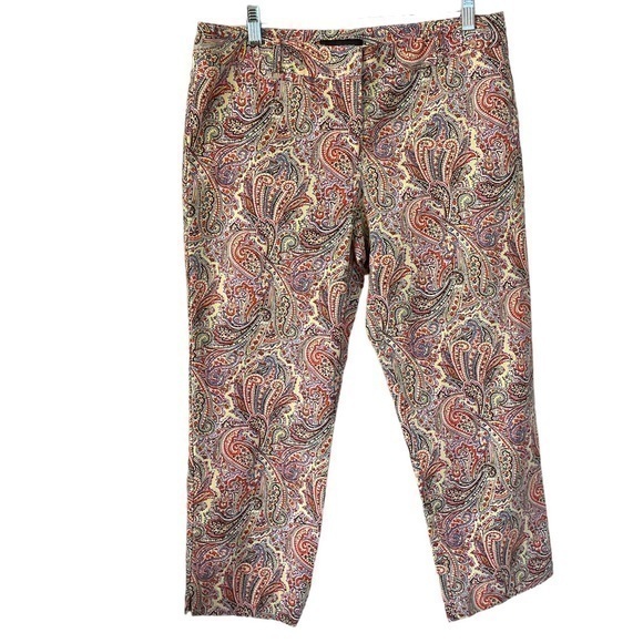 Talbots Yellow, Reds and Blue Paisley Print Capri’s - Picture 2 of 6
